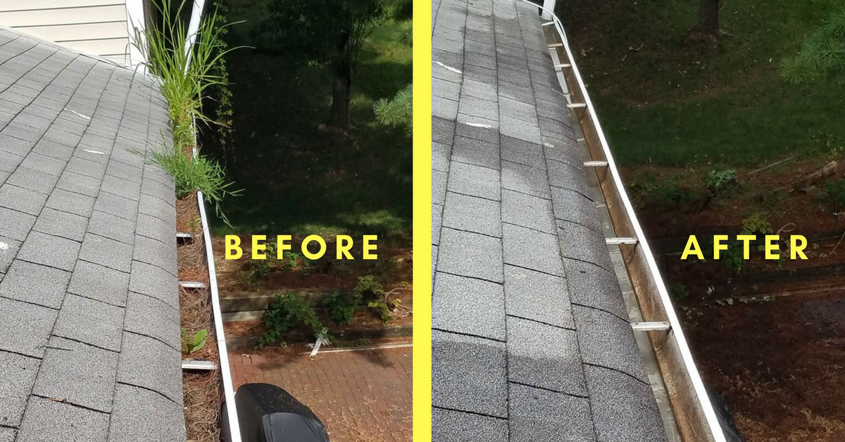 Before & After Gutter Cleaning